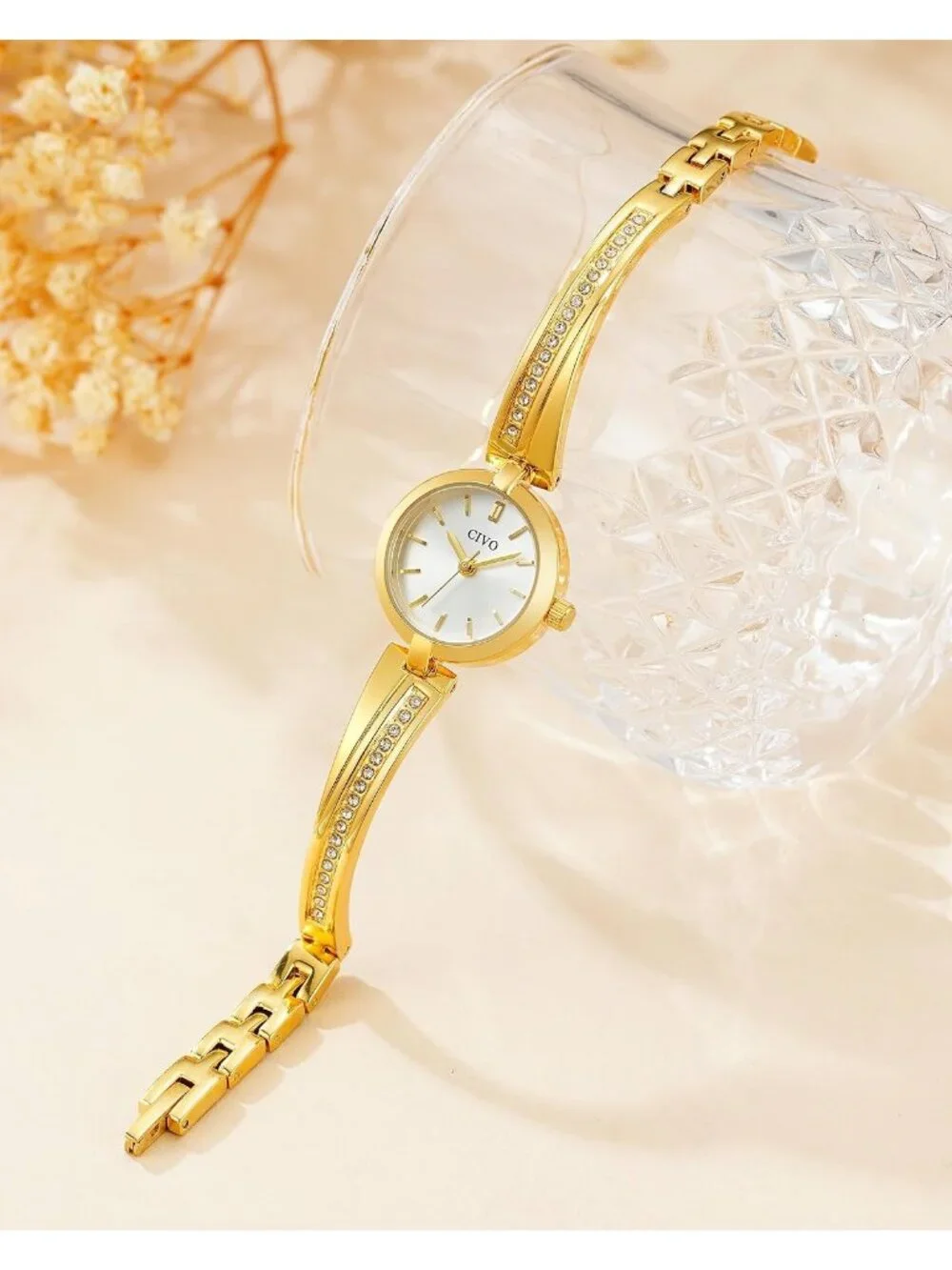 Women's Gold /Silver Diamond Bangle Stainless Steel Adjustable Casual Watches